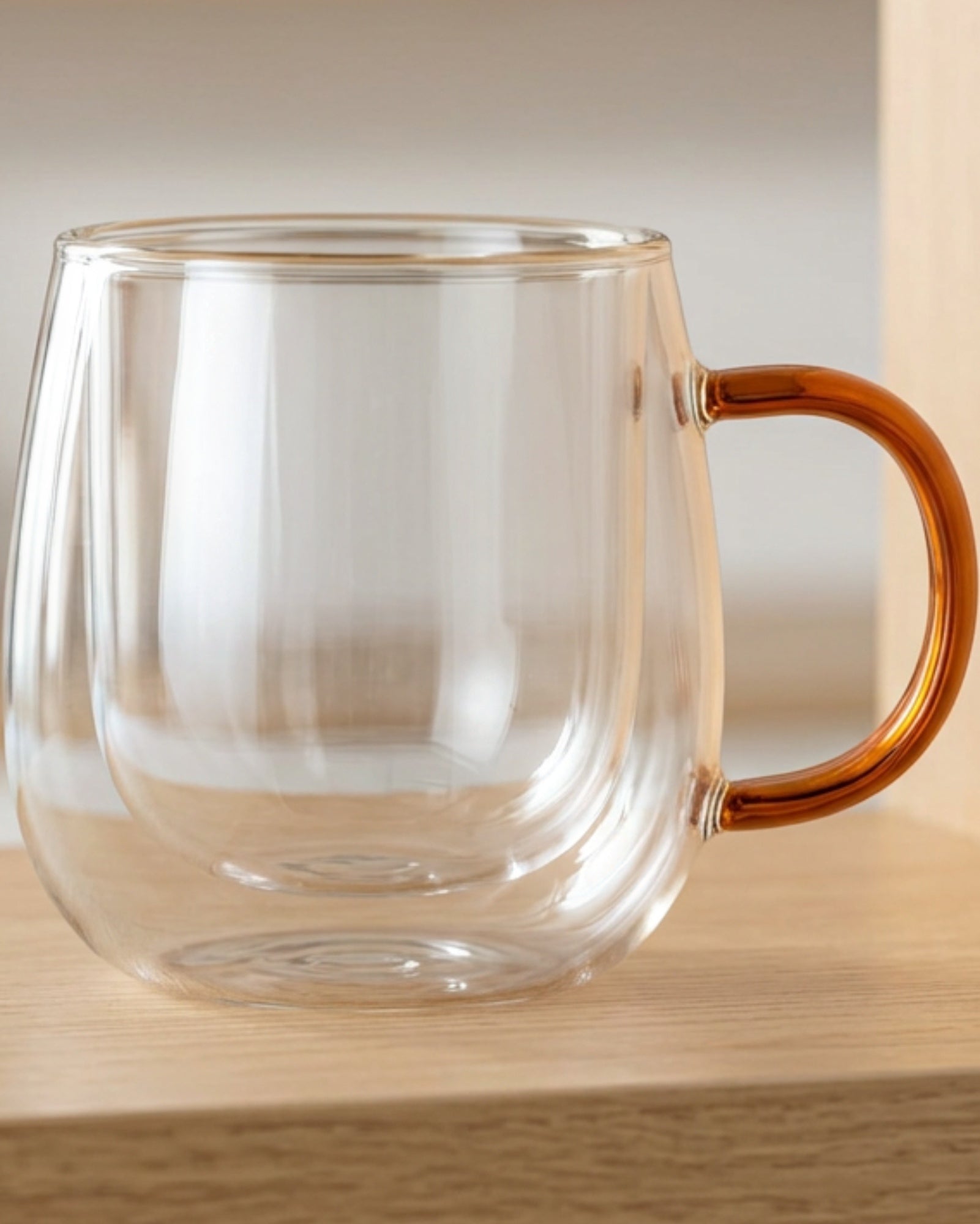 Ygbxw Double-Wall Borosilicate Tulip Cup 10 oz Clear Amber - Lifestyle view