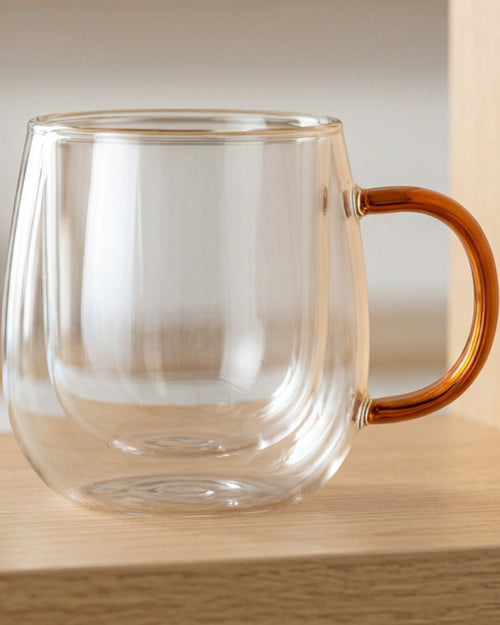 Ygbxw Double-Wall Borosilicate Tulip Cup 10 oz Clear Amber - Lifestyle view